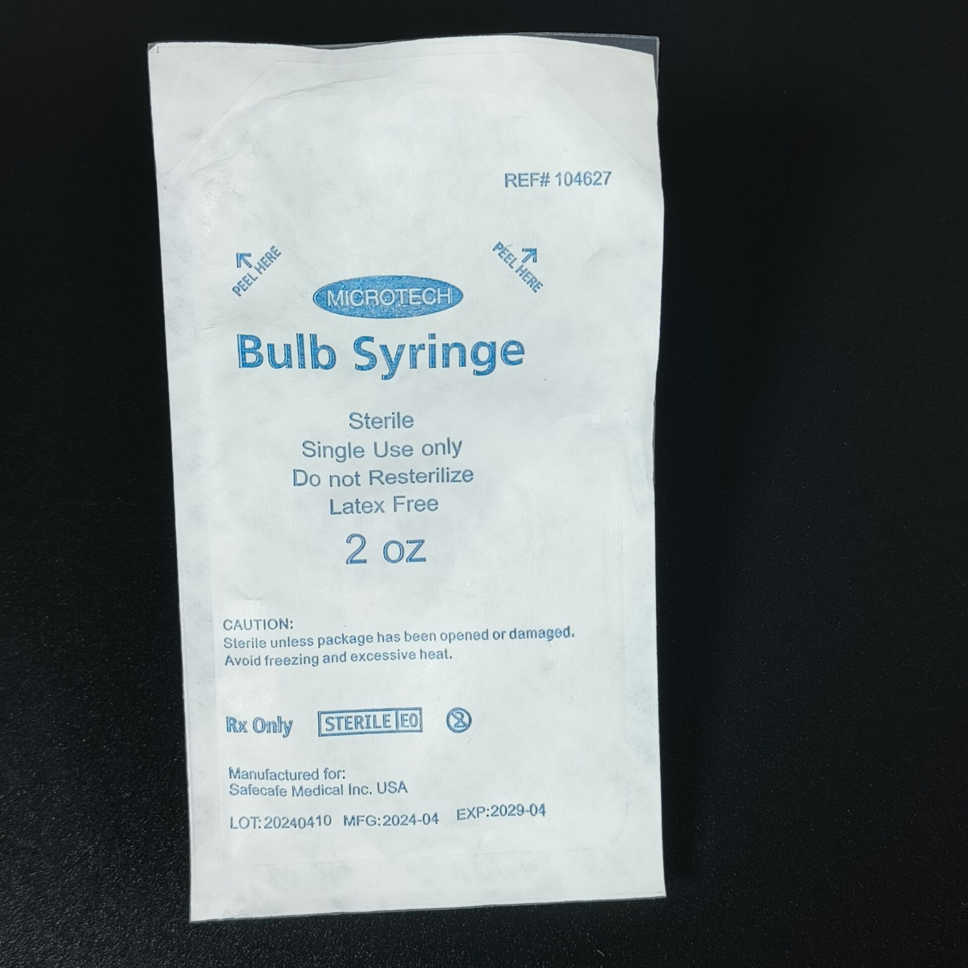 Wholesale Ear Ulcer Bulb Syringe PVC Form Fill Seal Package Sterile Disposable 2 oz