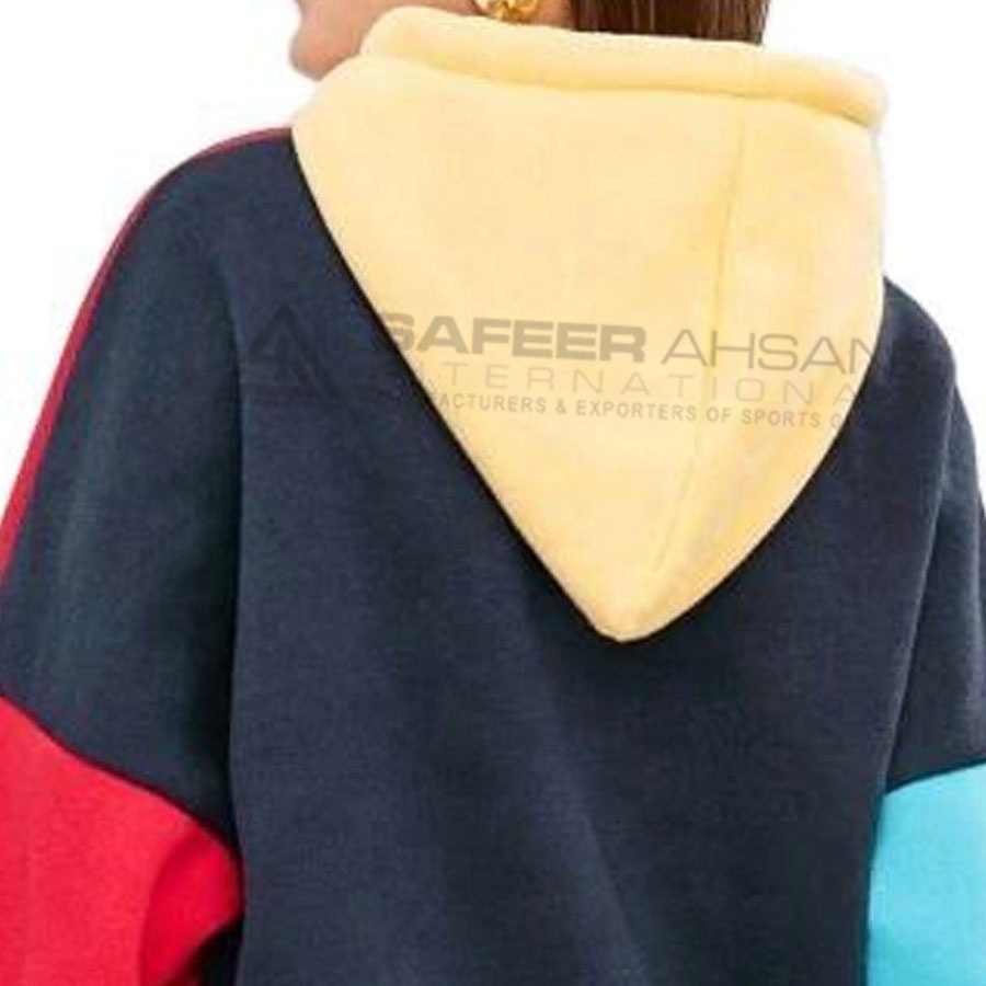 Customized Logo Plain Split 2 Tone Color Block Sweatshirts Two Different Multi Color Block Hoodies