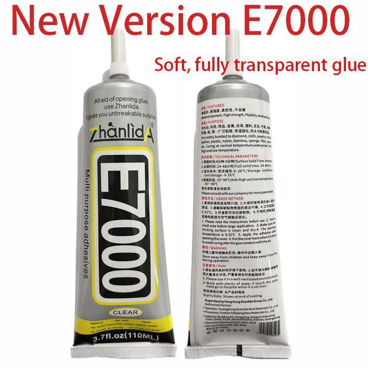 Zhanlida E7000 Clear Contact Adhesive With Precision Applicator Tip - 110ml 50ml E7000 Glue Adhesive