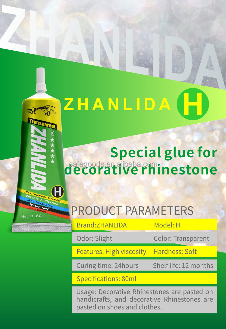 Zhanlida H Transparent Clear DIY Purpose Contact Adhesive With Precision Applicator Tip - 80ML H Glue Adhesive