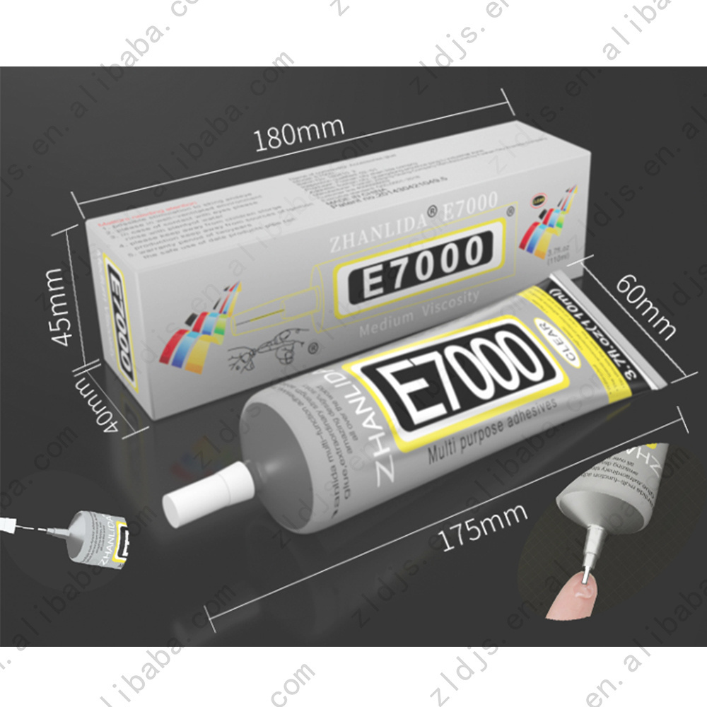 Zhanlida E7000 Clear Contact Adhesive With Precision Applicator Tip - 110ml E7000 Glue Adhesive