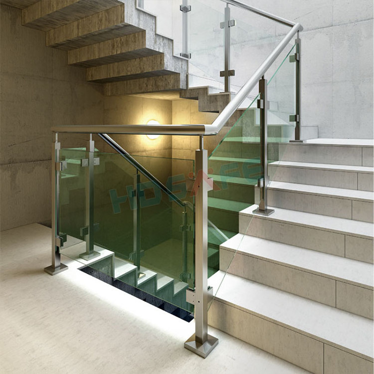 HDSAFE Glass Railing System Most Purchased Railing Design Balcony Stainless Steel Clamping Glass Profile Railing Handrail Pillar