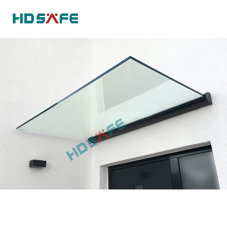 HDSAFE High Quality Aluminum Metal Frame Tempered Glass Canopy Awning Easy To Install Window Entrance Door Canopy