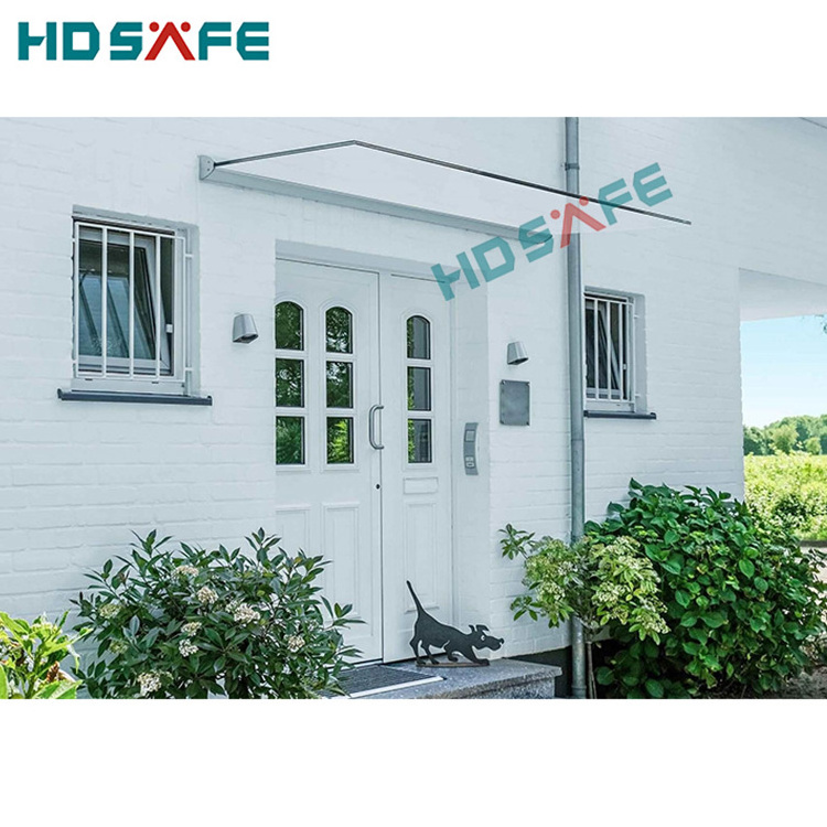 HDSAFE Glass Awnings System Aluminum u Channel Clamp Glass Canopies Outdoor Door Window Canopy With Stainless Steel Accessories