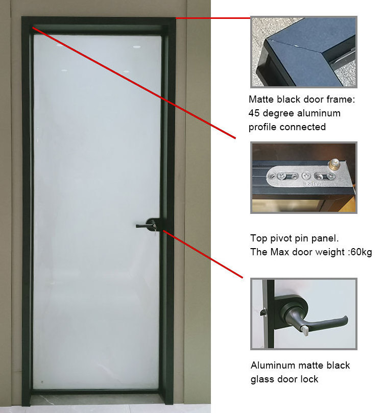 OEM/ODM interior aluminum swing door coated glass slim frame fullview casement doors