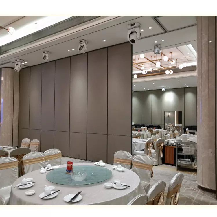 Luxury Noise Insulation Sliding foldable wooden wall door hotel banquet hall room divider partition wall