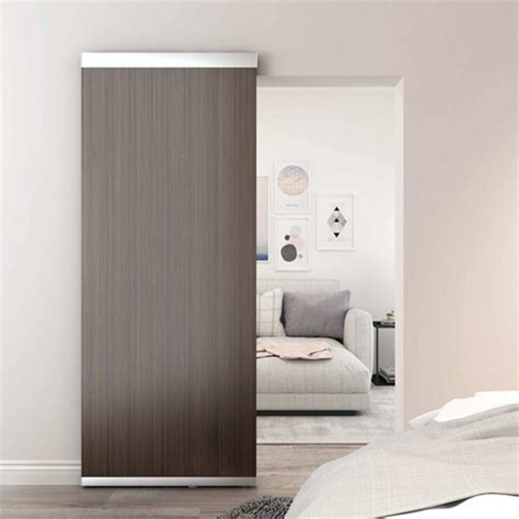 European Design Bedroom Pocket Door Mdf Wood Sliding Pocket Interior Pocket Wood Door With Black Frame Hidden Door Kit