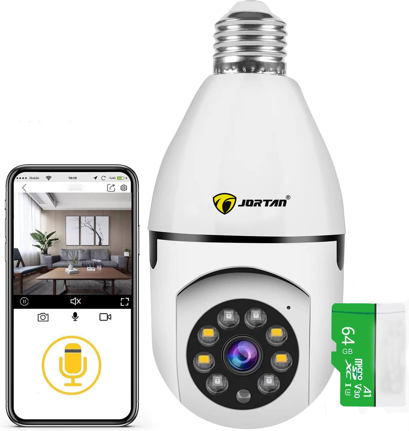 Jortan Cctv 360 Panoramic Wifi E27 Bulb Camera Light Bulb Camera Wifi Outdoor Indoor 1080p icsee 360 Lightbulb Security Camera