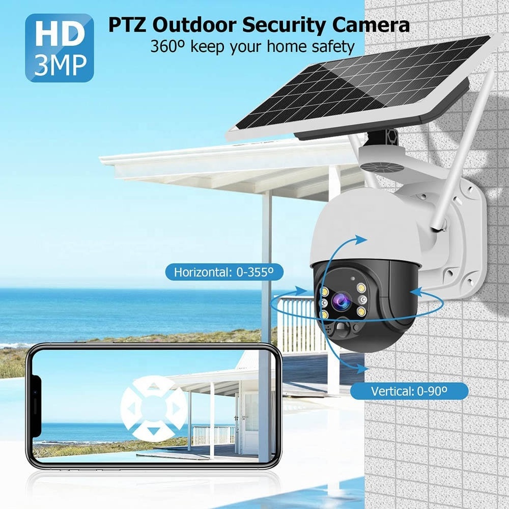 outdoor 4MP HD  PIR OEM WiFi Wireless solar power camera 4G sim Card Slot CCTV Security IP Camera solar camera