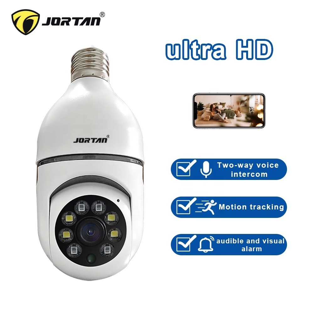 Jortan YOOSEE 1080p  v380 Ptz Dome light socket bulb camera 360 degree Bulb camera Cctv e27 wifi cctv security light bulb camera