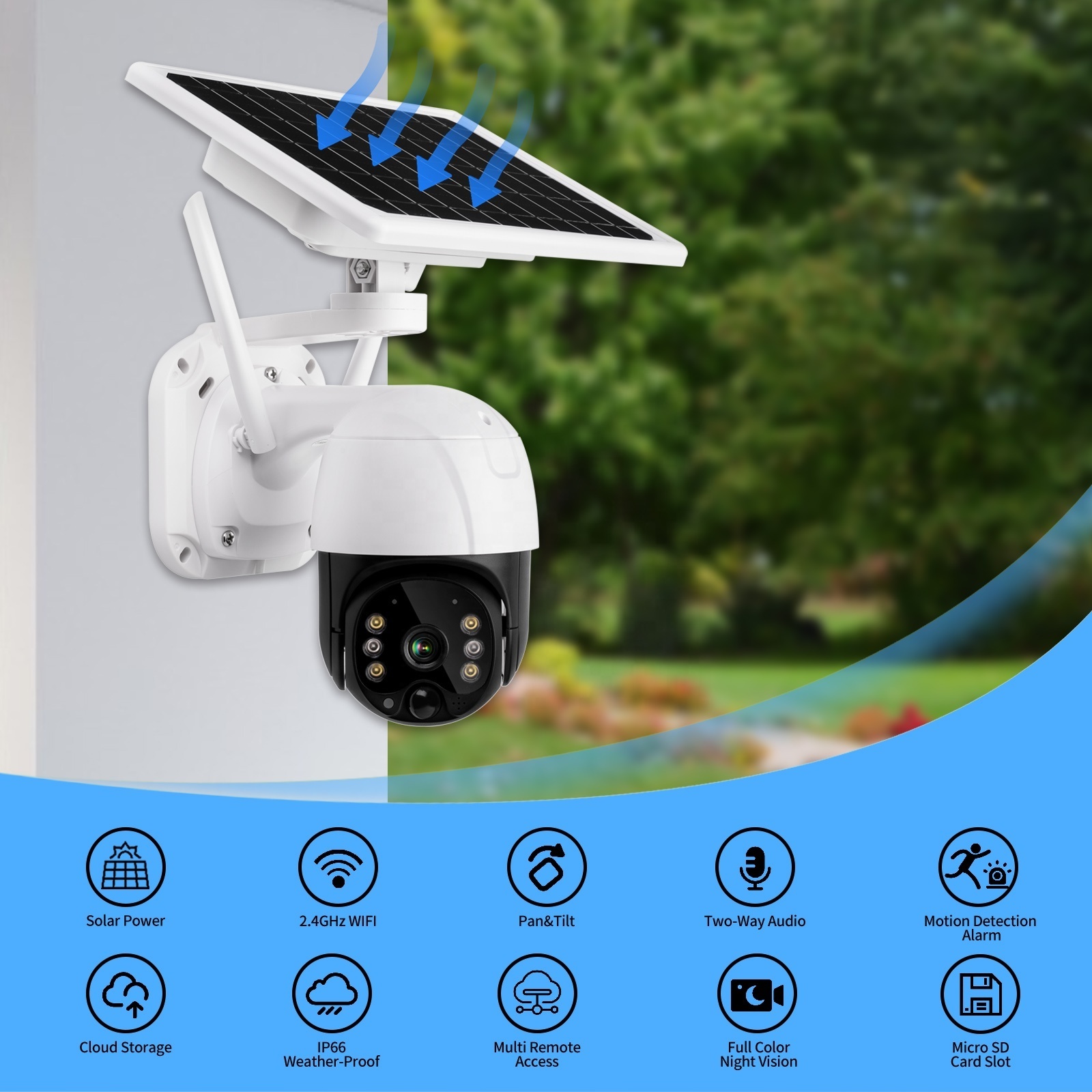 outdoor 4MP HD  PIR OEM WiFi Wireless solar power camera 4G sim Card Slot CCTV Security IP Camera solar camera