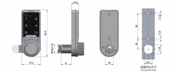 One MOQ ABS electronic storage jewelry security cabinet, locker lock with rotary button password