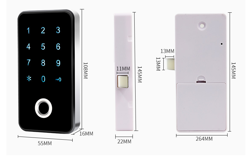 Three ways to unlock, password, fingerprint and card Simple electronic lock with fingerprint  for filing cabinet, locker, drawer