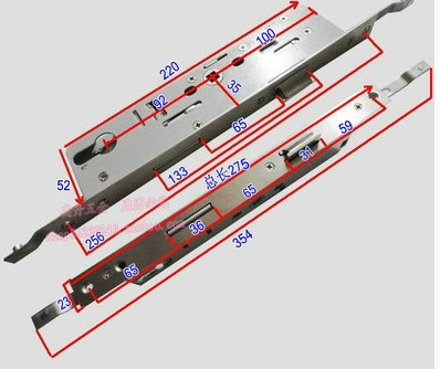 Factory supply multi-point lock body hook tongue latch cylinder lock body for aluminum and upvc casement door