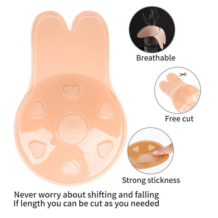 Sticky Bra Breathable Strapless Breast Lift Invisible Nipple Covers Push Up Self Adhesive Rabbit Ears Bra for Women