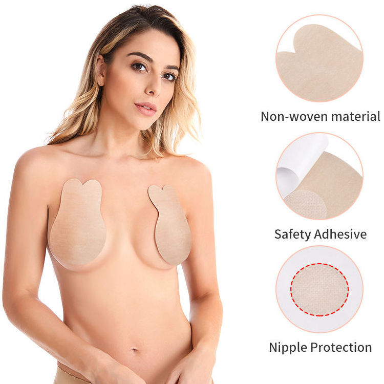 Sticky Bra Breathable Strapless Breast Lift Invisible Nipple Covers Push Up Self Adhesive Rabbit Ears Bra for Women