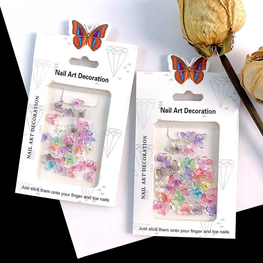 C42 SAFENG Wholesales 30pcs Aurora Butterfly 3D Nail Charms Ice Crystal Resin Manicure Jewelry Accessories Nail Art Decoration