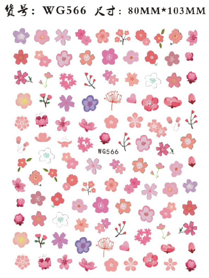 NS378 Colorful Flower Nail Stickers Lavender Daisy Sunflower Simple Line Leaf Sticker Decals For Nail Art Decoration