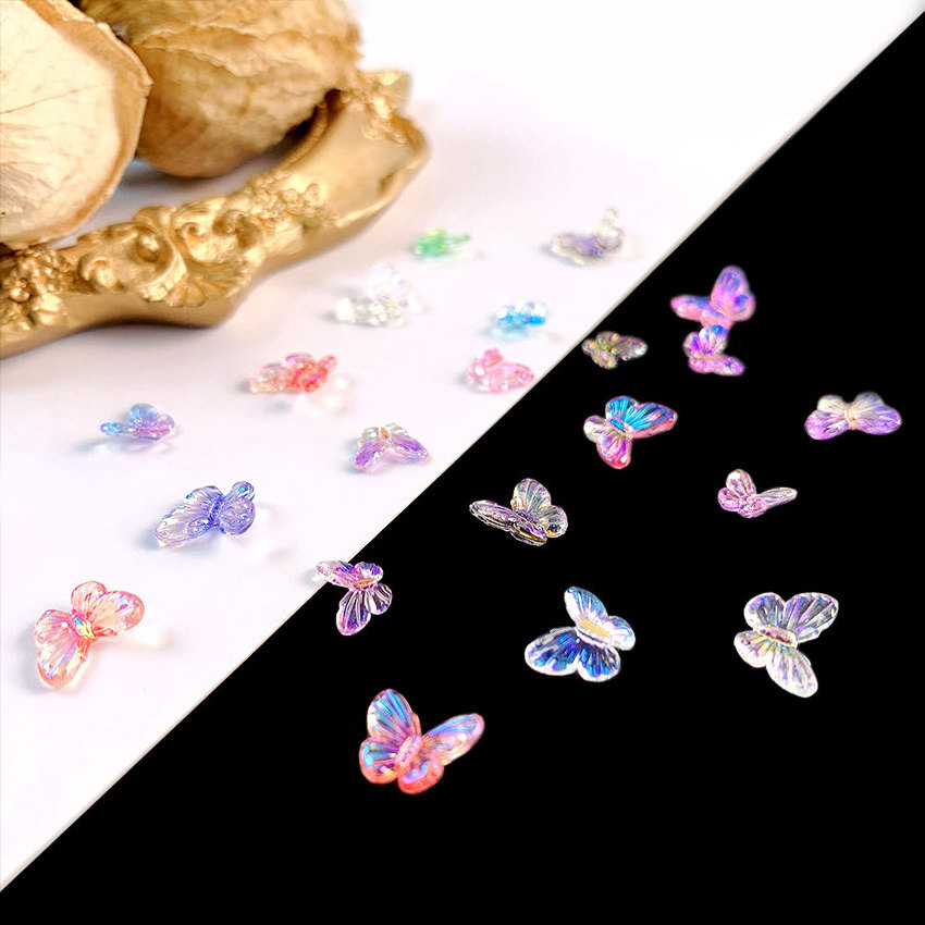 C42 SAFENG Wholesales 30pcs Aurora Butterfly 3D Nail Charms Ice Crystal Resin Manicure Jewelry Accessories Nail Art Decoration