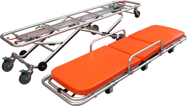 Emergency Automatic folding stretcher aluminium alloy foldable wheel stretcher  for ambulance car