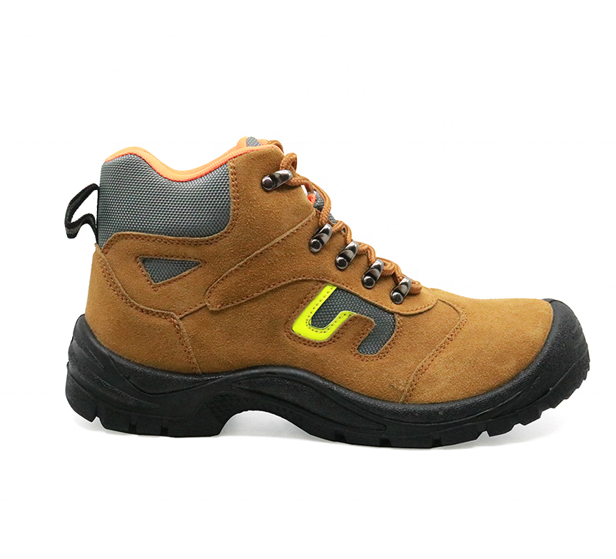 Oil slip resistant PU out sole suede leather unisex steel toe prevent puncture cheap sbp safety shoes men