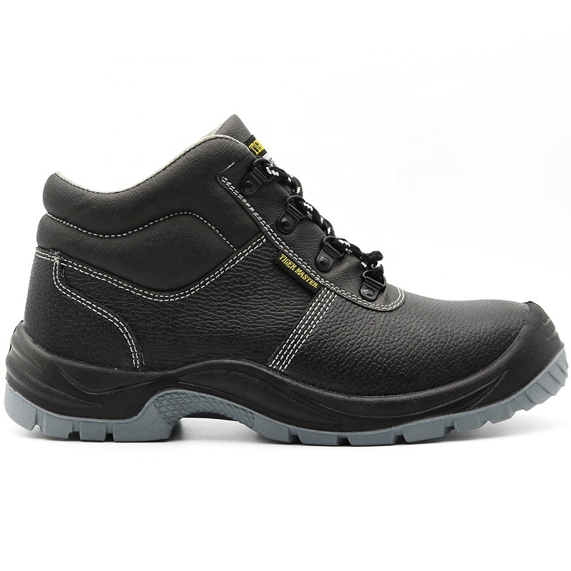 CE certified oil slip resistance pu sole black leather steel toe puncture proof S3 mining work safety shoes for men