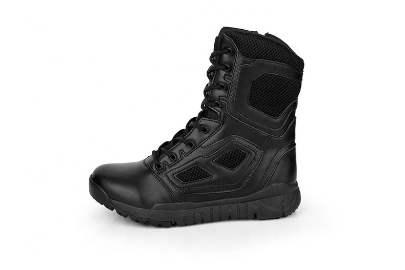 Black microfiber leather anti slip soft eva sole lightweight fashionable outdoor training safety shoes work boots