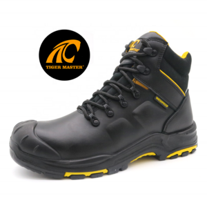 Tiger master black genuine leather HRO puncture-proof composite toe oil gas industry safety boots waterproof