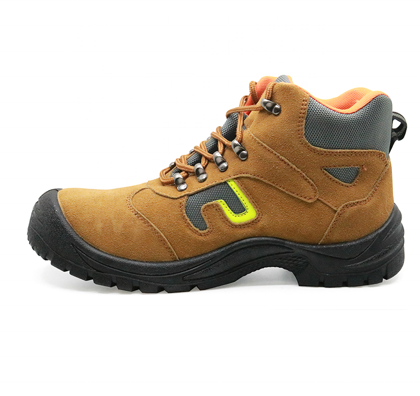 Oil slip resistant PU out sole suede leather unisex steel toe prevent puncture cheap sbp safety shoes men