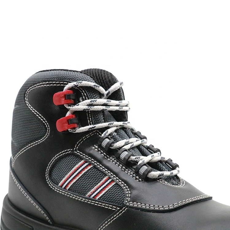 Black leather PU out sole steel toe prevent puncture mechanics working boots oil slip resistant anti static work boots s1