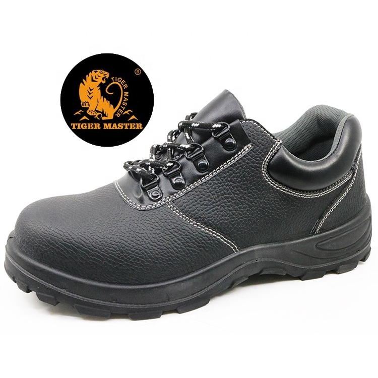 Low ankle anti slip oil acid proof PU sole black steel toe prevent puncture oil industry acid resistant men's safety shoes