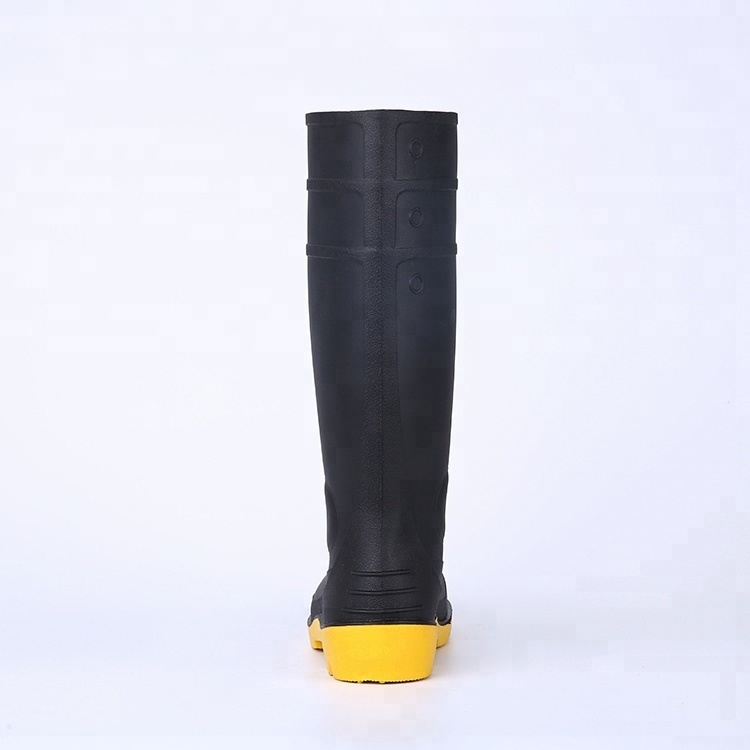 CE verified anti slip oil acid alkali resistant steel toe puncture proof PVC knee high safety rain boots for men