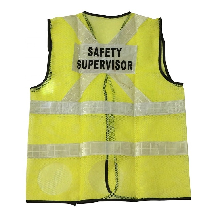 Customized logo cheap mesh fabric yellow workplace warning high visibility PVC reflective safety vest