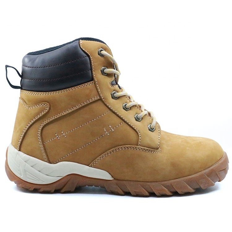 Oil slip resistant EVA rubber sole crazy horse leather puncture proof men working safety shoes boots steel toe cap