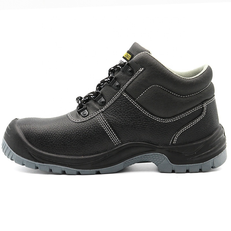 CE certified oil slip resistance pu sole black leather steel toe puncture proof S3 mining work safety shoes for men