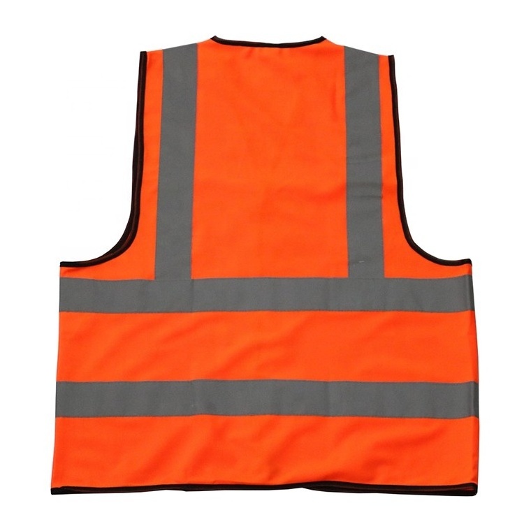 CE EN471 class 2 custom logo high visibility 120g polyester orange construction site work safety vest reflective