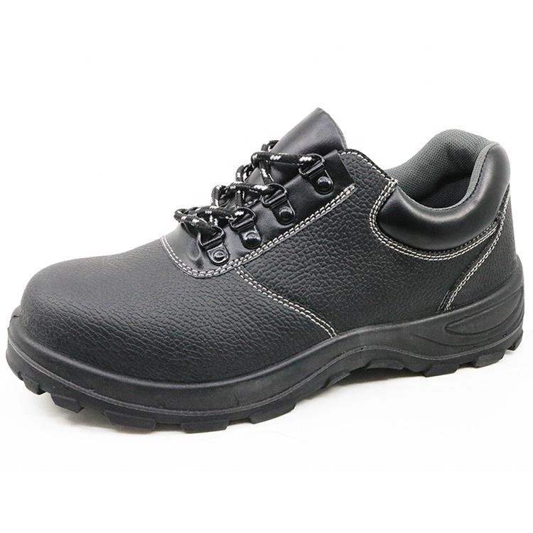 Low ankle anti slip oil acid proof PU sole black steel toe prevent puncture oil industry acid resistant men's safety shoes