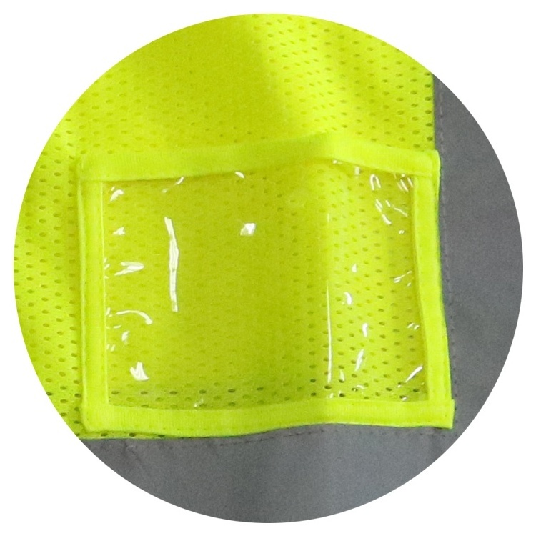 Yellow custom logo CE EN 471 class 2  mesh fabric multiple pockets high visibility traffic reflective safety vest