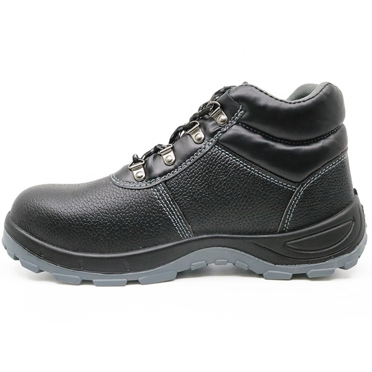 Oil resistant non-slip anti static water resistant black leather steel toe cap puncture proof safety work shoes boots