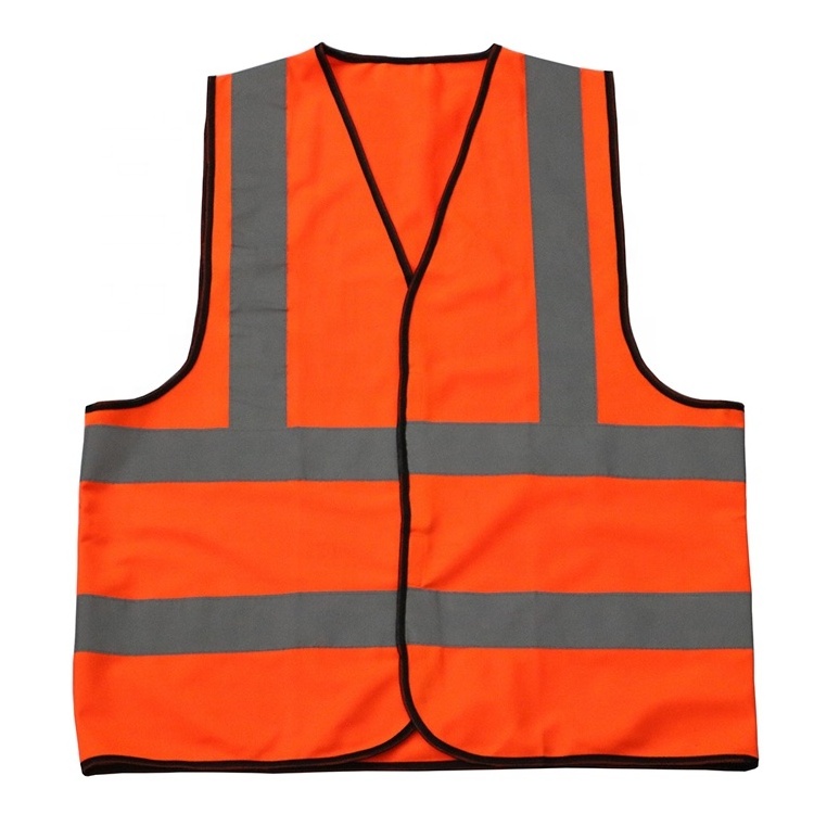 CE EN471 class 2 custom logo high visibility 120g polyester orange construction site work safety vest reflective