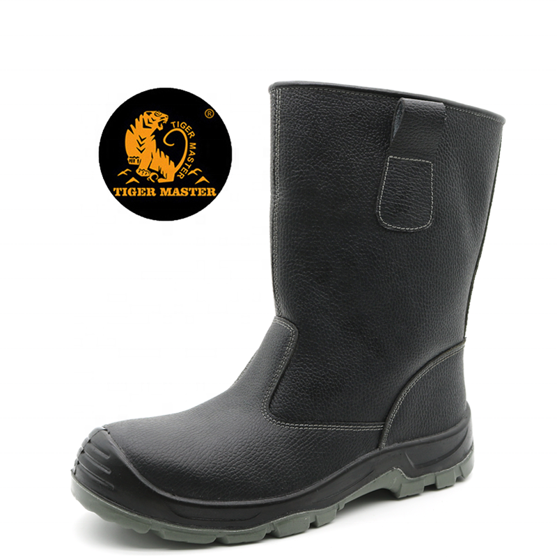 Oil resistant anti slip PU out sole welding boots steel toe prevent puncture antistatic fur lining high winter rigger boots