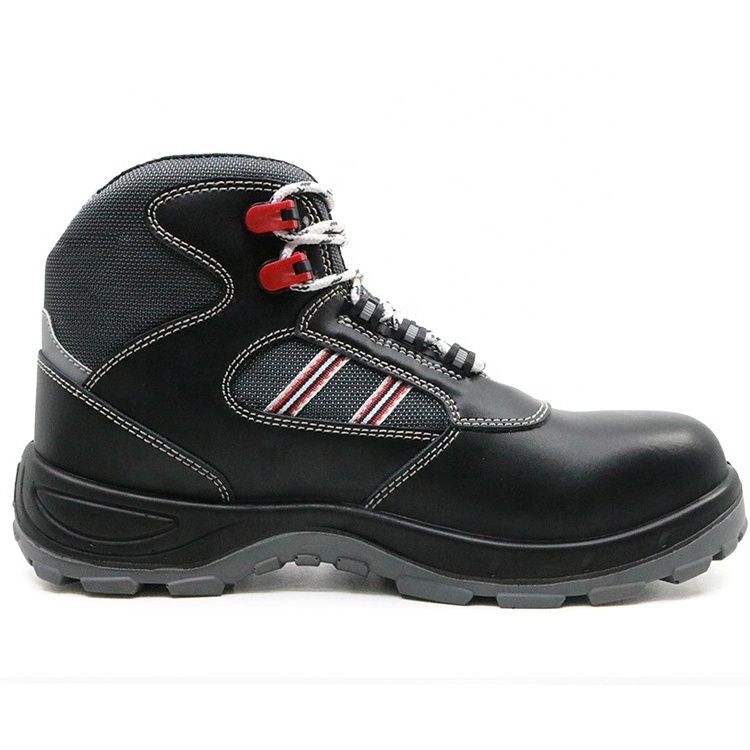 Black leather PU out sole steel toe prevent puncture mechanics working boots oil slip resistant anti static work boots s1