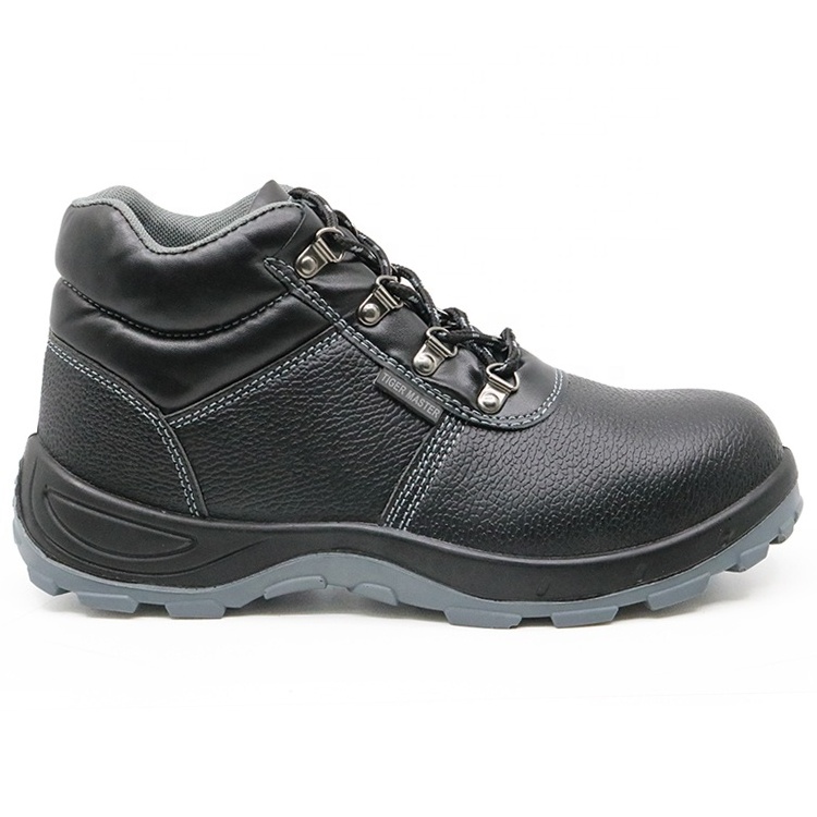 Oil resistant non-slip anti static water resistant black leather steel toe cap puncture proof safety work shoes boots