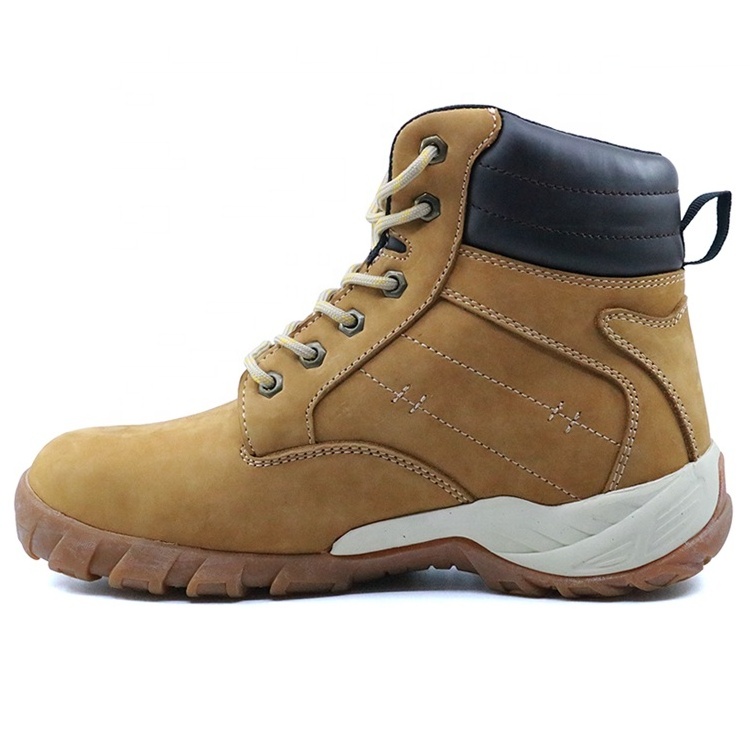 Oil slip resistant EVA rubber sole crazy horse leather puncture proof men working safety shoes boots steel toe cap