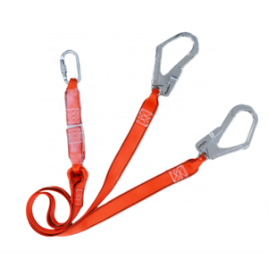 CE EN 355 double hooks high strength polyester webbing energy absorber safety lanyard for safety harness