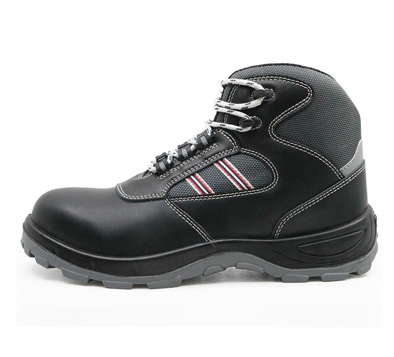 Black leather PU out sole steel toe prevent puncture mechanics working boots oil slip resistant anti static work boots s1