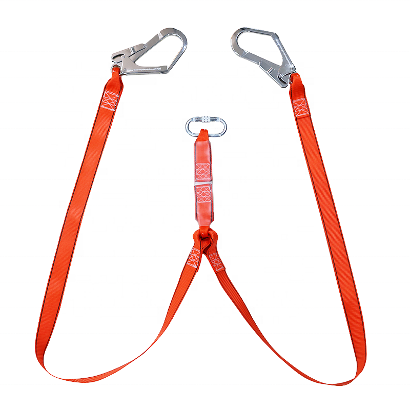 CE EN 355 double hooks high strength polyester webbing energy absorber safety lanyard for safety harness