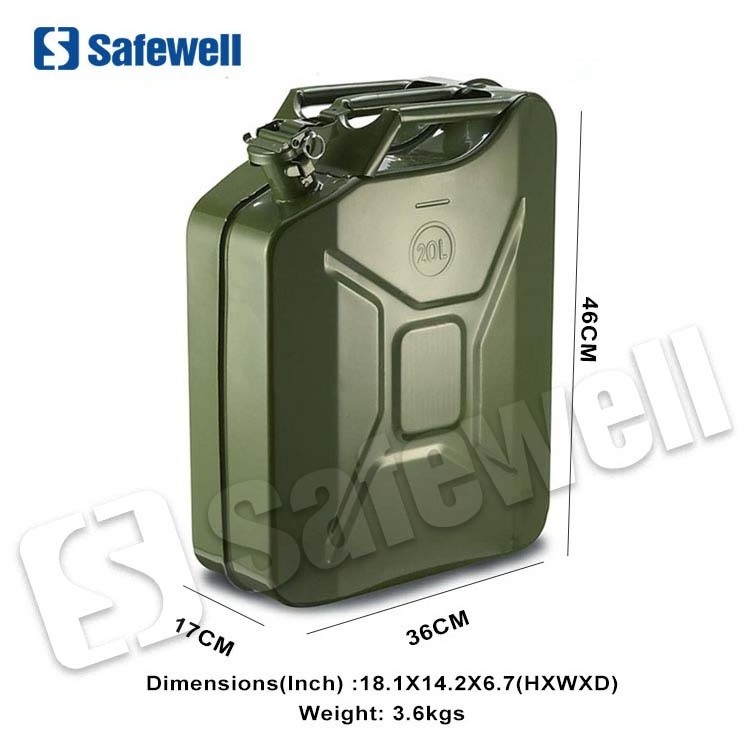 SWJC-03 UN red green black 5/10/15/20 liters 5 gallon Diesel steel metal fuel petrol wholesales jerry can without spout