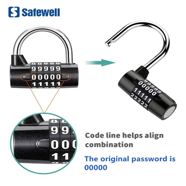 5 Digit Combination Lock Security Padlock Combination  2.5 Inch Shackle  Resettable Locks(black/sliver/red/blue)