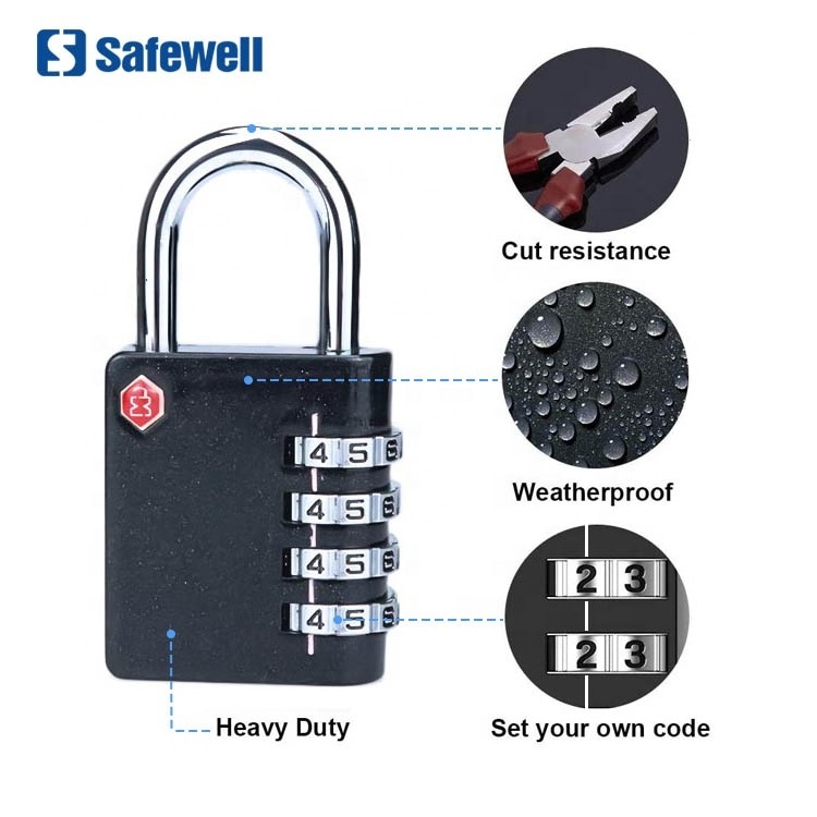 TSA Luggage digital combination lock Security padlocks 4 Digital Combination lock for Gym, Sports, School & Employee Locker,